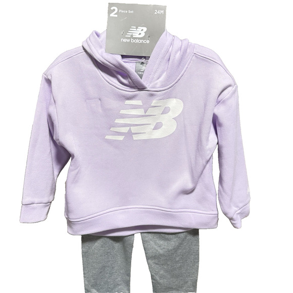New Balance Grey and Purple Logo Hoodie and leggings Set SZ/ infant-24 - Picture 5 of 5